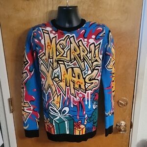 Graffiti Elf | Ugly Christmas Sweater For Men & Women | Size Medium